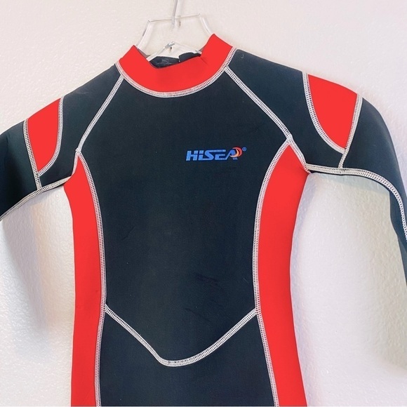 Hisea Black W/ Red Trim Scuba Donkey Neoprene Unisex Wetsuit Size 8 - Picture 3 of 5